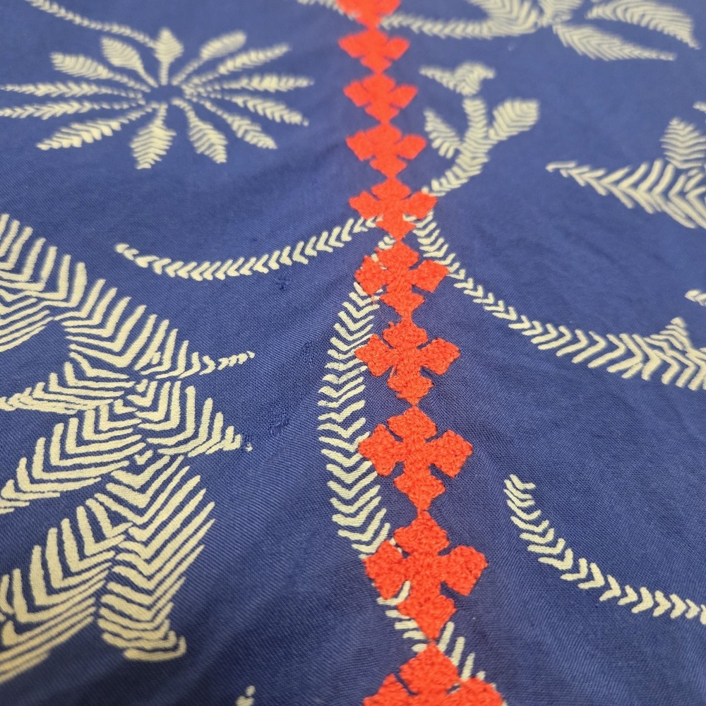 Irving & Fine x Lucky Brand Popover Print Top Embroidered Boho Red Blue Small - Picture 6 of 13